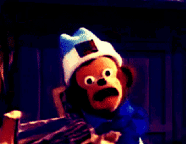 Monkey Puppet Shocked Close Up GIF