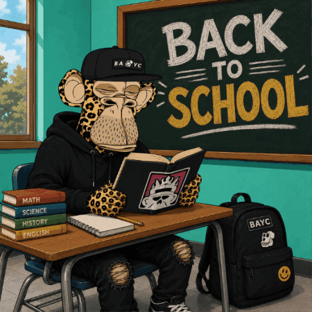 Monkey Reading Book In Front Of Blackboard Saying Back To School GIF
