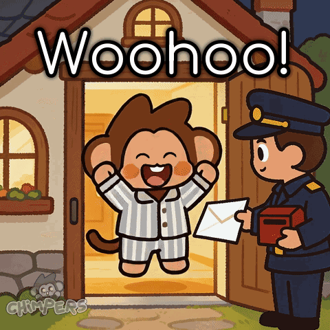 Monkey Receiving Envelope From Postman GIF