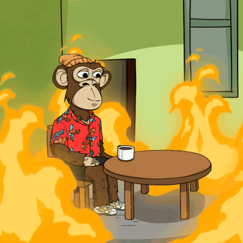 Monkey Sitting at Table with Coffee