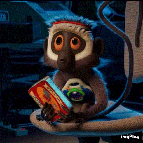 Monkey Sitting in Chair Holding Book Sundays Best