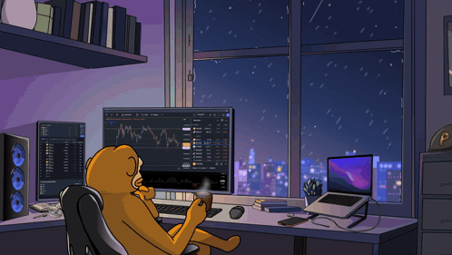 Monkey Sitting In Front Of Computer Screen GIF