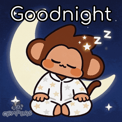 Monkey Sleeping Under Crescent Moon Goodnight