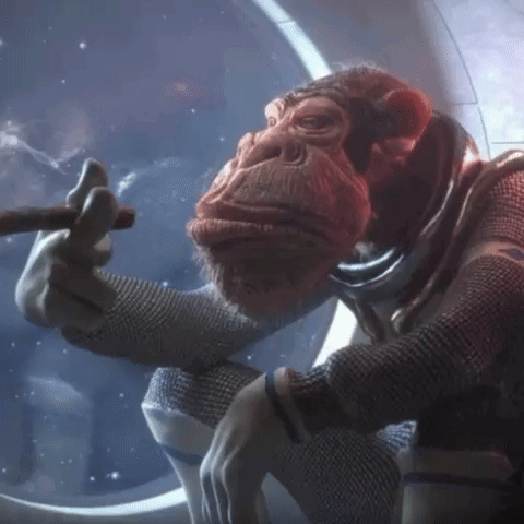 Monkey Smoking Cigar In Space GIF