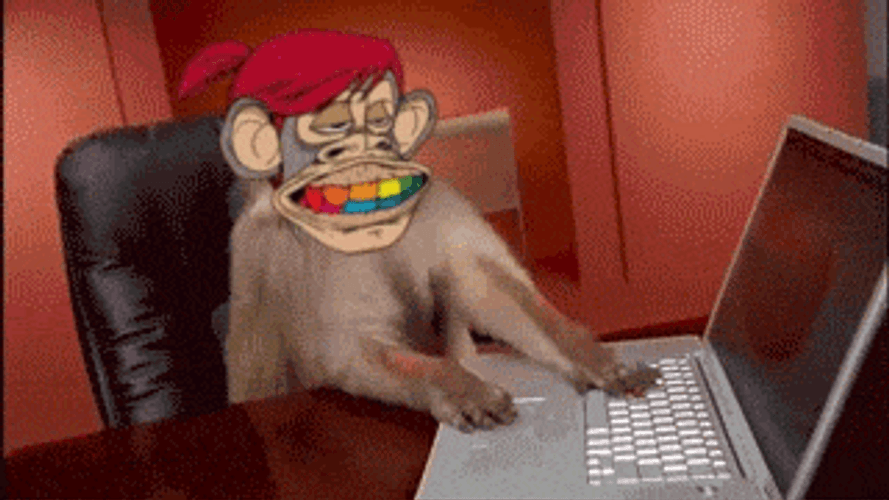 Monkey Typing Business Animation GIF