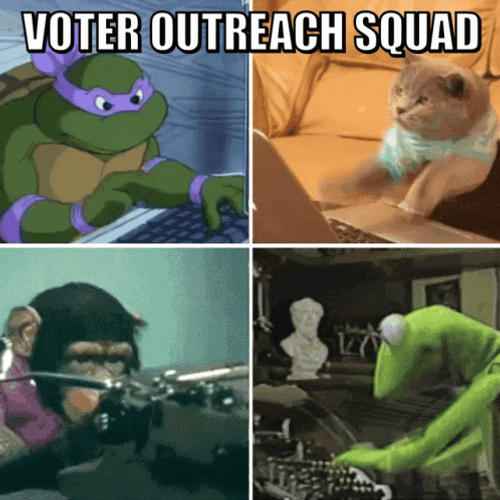 Monkey Typing Voter Outreach Squad GIF