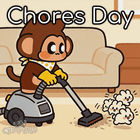 Monkey Using Vacuum Cleaner Chores Day GIF