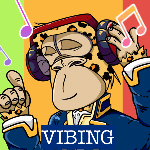 Monkey Wearing Headphones Vibing