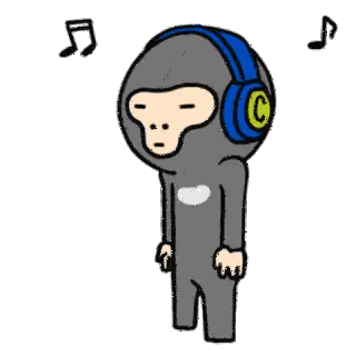 Monkey Wearing Headphones with C
