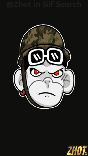 Monkey Wearing Helmet and Goggles with @zhot