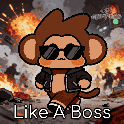 Monkey Wearing Sunglasses and Jacket Saying Like a Boss