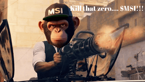 Monkey With MSI Hat Holding Gun GIF