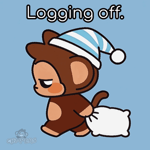Monkey With Pillow Logging Off