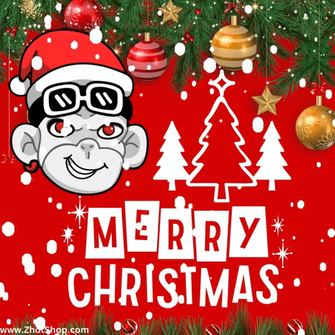 Monkey with Santa Hat and Goggles Christmas