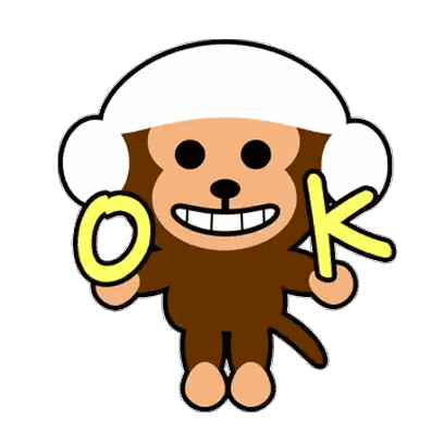 Monkey With White Headband Holding OK