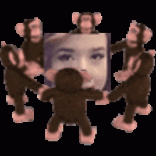 Monkeys Dancing Around Woman's Face GIF