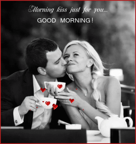 Monochromatic Couple Kissing Romantic Good Morning Love GIF