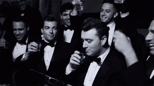 Monochromatic Sam Smith Taking Shots GIF