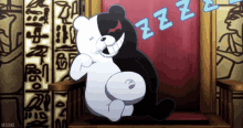 Monokuma Sleeping On The Throne GIF