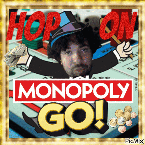 Monopoly Game Man Holding Monopoly Go Sign