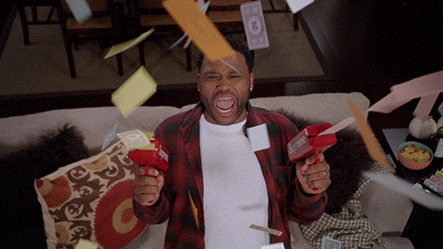 Monopoly Money Coming Out Of Toy Gun GIF