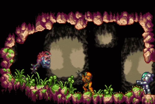 Monster And Soldier In Cave GIF