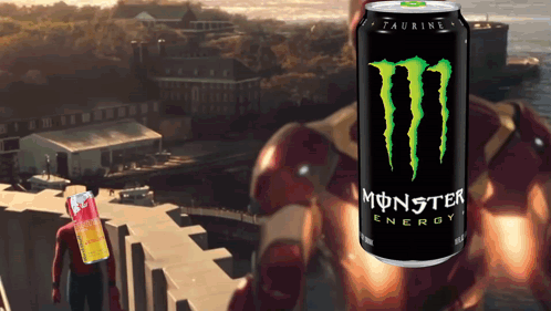 Monster Energy Can in Front of Man