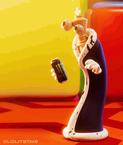 Monster Energy Drink Can Held By Cartoon Character GIF