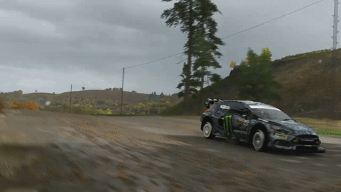 Monster Energy Rally Car on Dirt Road