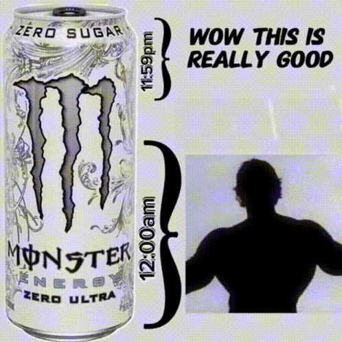 Monster Energy Zero Ultra Can Next to Man Silhouette