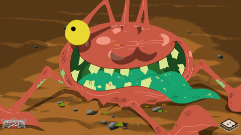 Monster Eyes Moving Like Newton Pendulum GIF