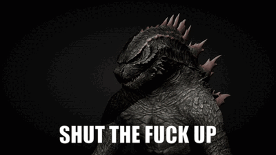 Monster Holding Gun Saying Shut the Fuck Up