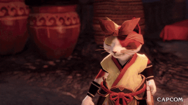 Monster Hunter Game Neko Slicing GIF