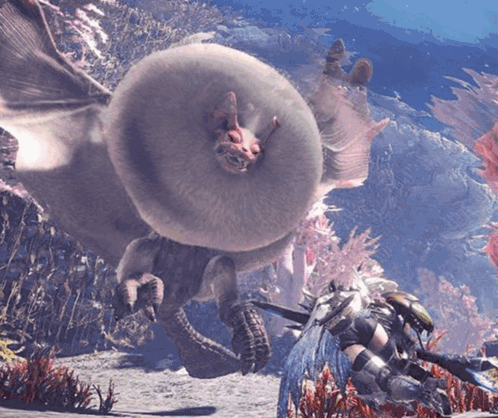 Monster in Video Game Bat with Wings