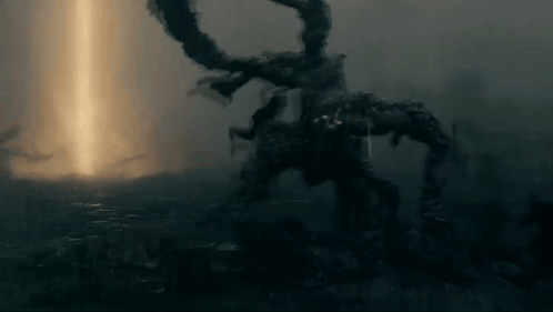 Monster Standing in Dark with Light Beam