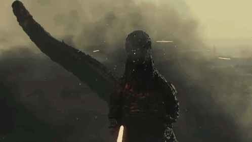 Monster Statue Holding Sword GIF