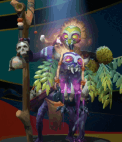 Monster Statue With Skull And Leaves On Back GIF