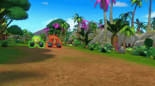 Monster Truck Driving Through Palm Trees GIF