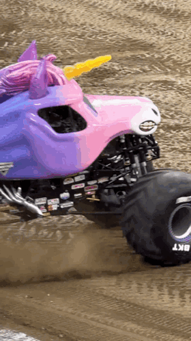 Monster Truck in Pink and Purple Unicorn Costume