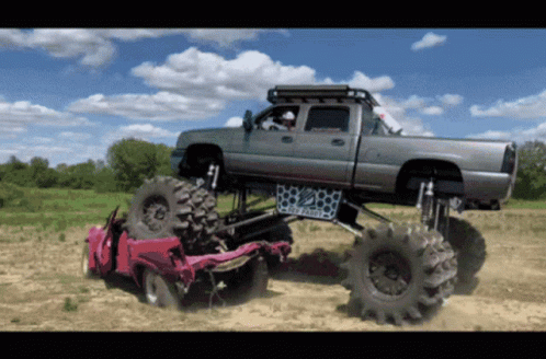 Monster Truck With Car GIF
