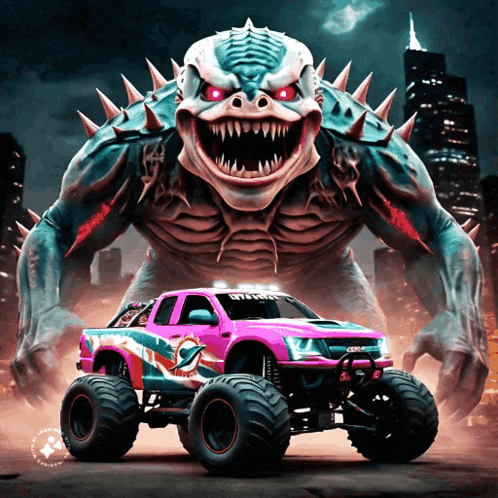 Monster Truck With Miami Dolphins Logo