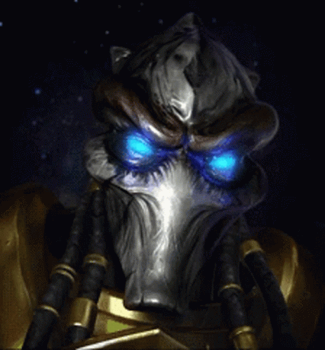 Monster With Blue Eyes And Horns GIF