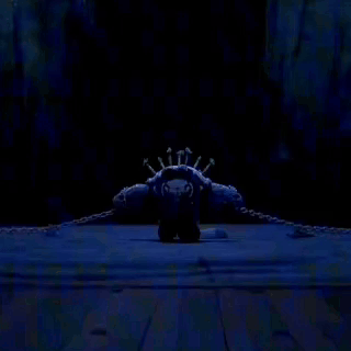 Monster With Crown of Bones on Blue Surface