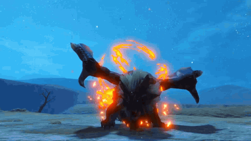 Monster With Flames Coming Out of Arms