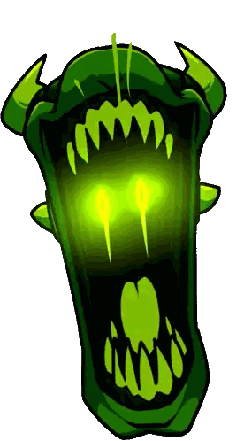 Monster With Horns and Green Eyes
