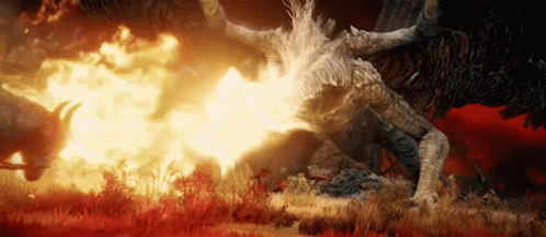 Monster With Horns Surrounded by Flames