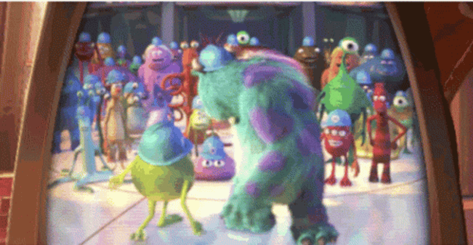 Monsters Inc Character In Front Of The Mirror GIF