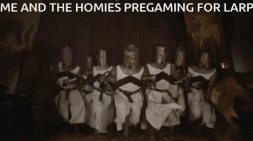 Monty Python Knights Hopping On Table GIF