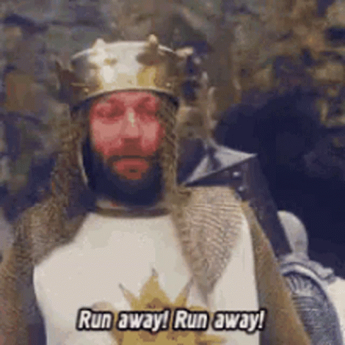 Monty Python Knights Running Away GIF