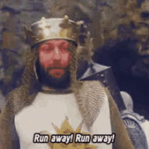 Monty Python Knights Running Away GIF